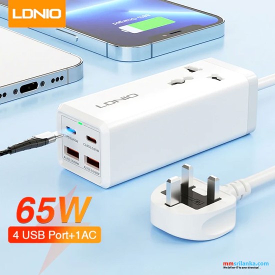 LDNIO SC1418 65W 2 USB-C + 2 USB-A Desktop Power Strip (6M)